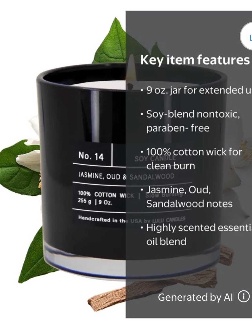 Lulu Candle No.14 Jasmine, Oud & Sandalwood - Picture 3 of 6